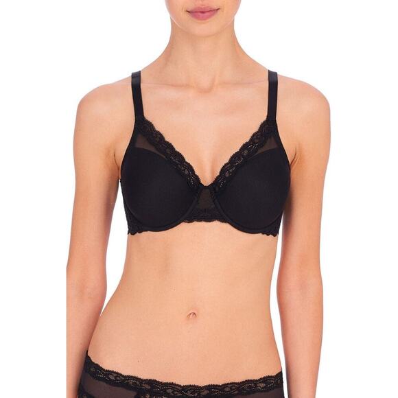 Natori Women's Feathers Lace Contour Underwire Plunge Bra Black Size 34D NWT - Picture 1 of 12